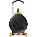 Fiskars Waterwheel XL mit Rädern (1025933) 20 m Schlauch Zubehörfach mit Zubehör freite Platzierung 360° Drehung automatischer Aufrollschlauch Schlauchwagen