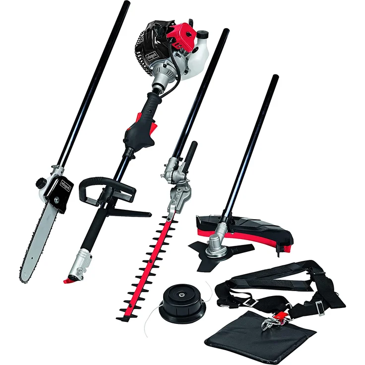Scheppach Benzin Multigartengerät MT33P Multifunktionsgerät | 4in1 - Rasentrimmer Kettensäge Motorsense Heckenschere | 1,22PS Leistung | 2-Takt-Motor | inkl. Schultergurt und Hüftschutz – Bild 1