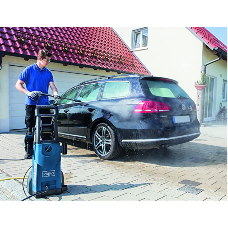 Scheppach Hochdruckreiniger HCE2000, Hochdruckpistole, 2000W Leistung, 153bar Druck, 8 l/min Durchflussmenge, 8m Hochdruckschlauch, 159mm Laufräder, Quick Connect System, Start-Stopp Funktion – Bild 4