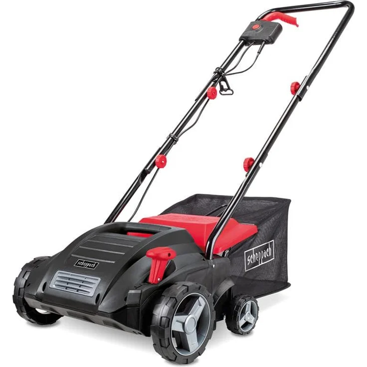 Scheppach Elektro Vertikutierer SC32 1500W Leistung Arbeitsbreite 32cm Fangkorb 30 L 4-fache Höhenverstellung / bis 4mm Vertikutierwalze (16 Messer) und Lüfterwalze (20 Krallen) – Bild 2