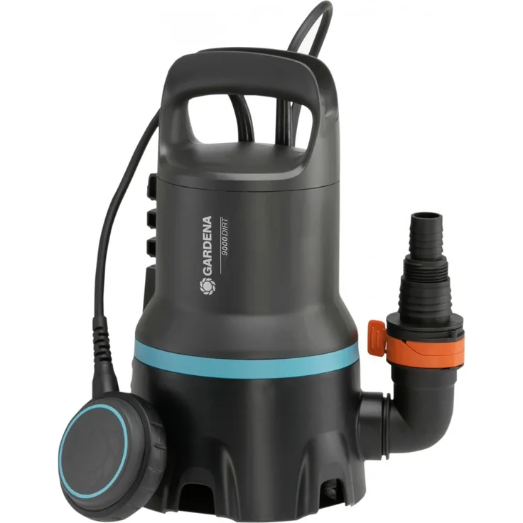 Gardena 09040-61 S 9000 Schmutzwasserpumpe 300 Watt 9.000 l/h Entwässerung max. Förderhöhe 6 m max. Förderdruck 0,6 bar max. Tauchtiefe 7 m max. Wassertemperatur 35 °C IP Schutzart IPX8 Kabellänge 10 m