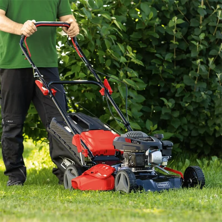 Scheppach MS161-46 Benzin Rasenmäher - 46 cm Schnittbreite | 55 Liter Fangkorb | Stahlgehäuse | 7-stufige Höhenverstellung | Mulchfunktion | Radantrieb | Seitenauswurf | inkl. Motoröl – Bild 3