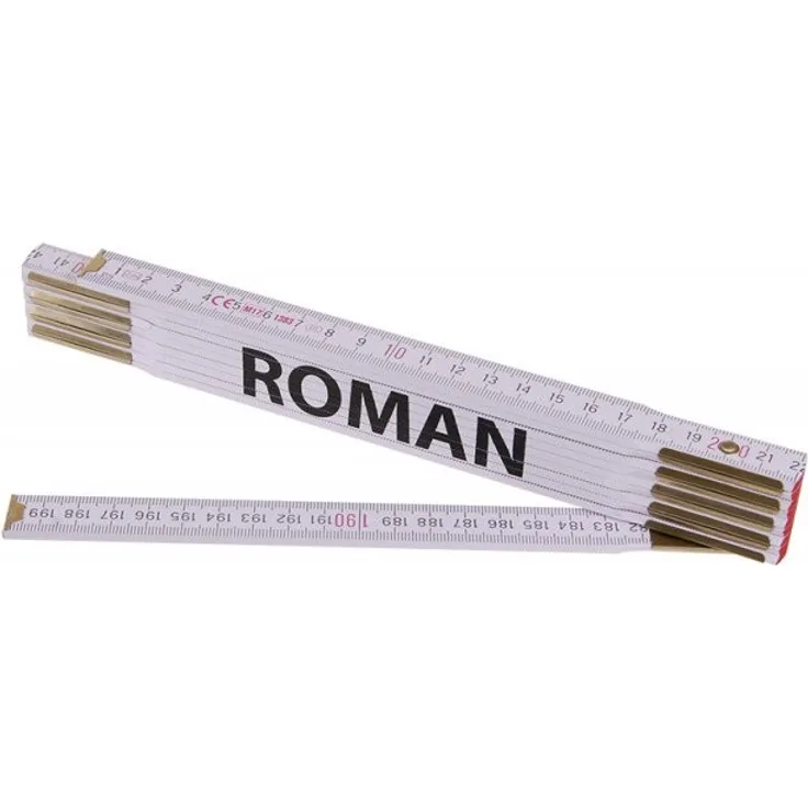 Zollstock (Gliedermaßstab) 2m ROMAN (PROFI, weiß, Holz)