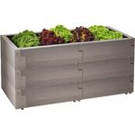 Juwel Hochbeet Timber Set M 3-reihig, Kunststoff Holzoptik grau, 130 x 60 x 60 cm, 360 Liter Füllmenge witterungsbeständig, Bausteinsystem