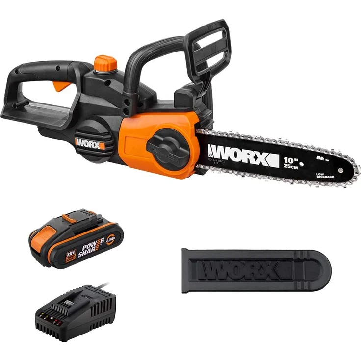 WORX 20V Akku Kettensäge WG322E.1 PowerShare 25 cm Schnittlänge und automatischer Kettenspannung 2,0Ah – Bild 1