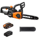 WORX 20V Akku Kettensäge WG322E.1 PowerShare 25 cm Schnittlänge und automatischer Kettenspannung 2,0Ah