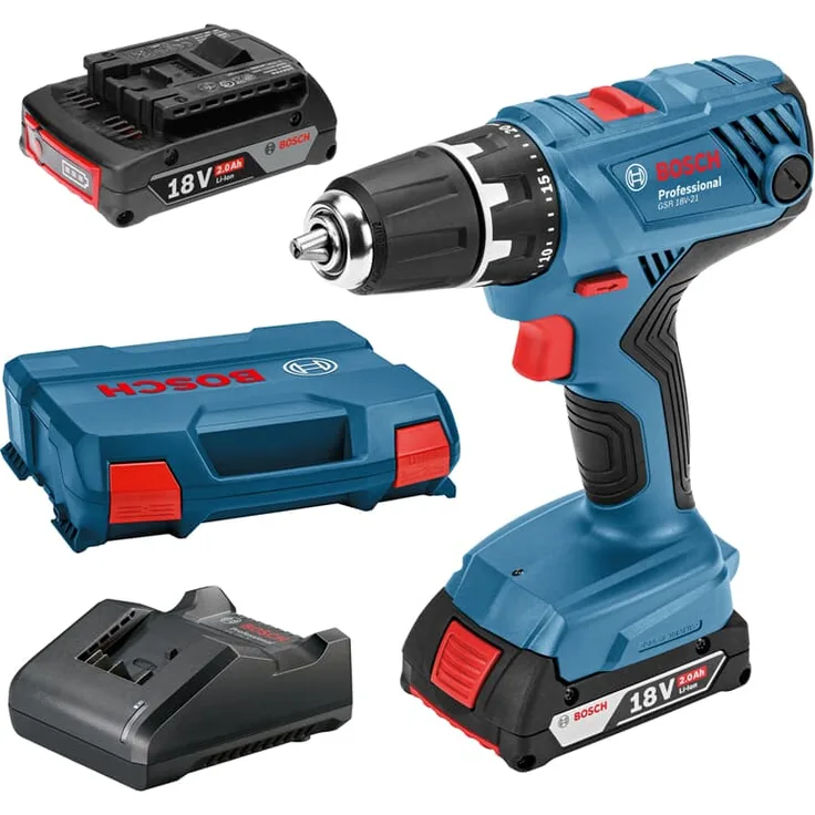 Bosch Professional 18V Akku-Bohrschrauber GSR 18V-21 Akku-Bohrschrauber 55-21 Nm 1800 U/min. 2x Akku 2,0 Ah Ladegerät L- Case