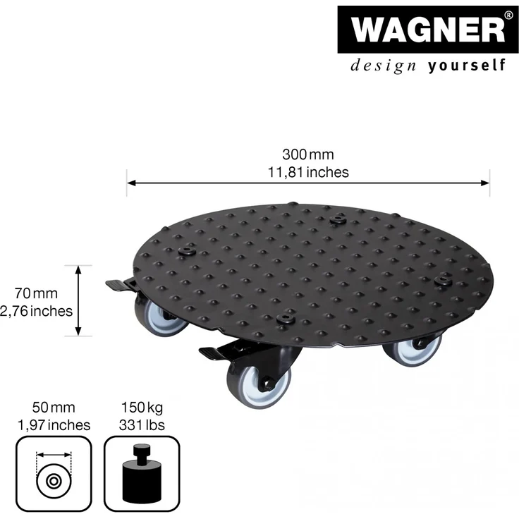 WAGNER Pflanzenroller Alu rund Ø 30 cm Tragkraft bis max. 150 kg – Bild 3