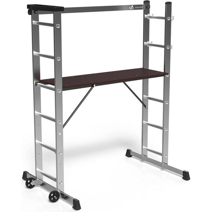 Alu Leitergerüst 3 in 1, Arbeitsbühne bis 150KG Belastbar, 2x6 Sprossen - Vounot – Bild 2