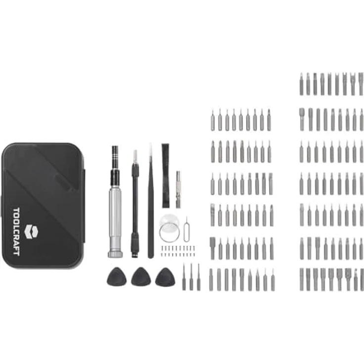 TOOLCRAFT TO-9407052 Bit-Set 150-teilig mit Kreuzschlitz Phillips, Kreuzschlitz Pozidriv und Außen-Sechskan, ergonomischer Aluminiumgriff – Bild 3