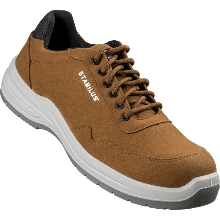 STABILUS ESD Sicherheitshalbschuhe JORDEN LOW BROWN S3 Sicherheitsschuh mit hydrophobiertem Mikrofaser Schaft, Blue Foam Fußbett und ESD-Relax Einlegesohle