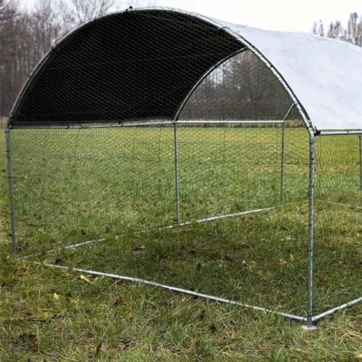 WilTec Fudajo XXL Freilaufgehege 4 x 2,95 x 2 m mit Sonnendach und galvanisierten Gitterstäben, Robuste Langlebigkeit, UV-Schutz & Witterungsbeständigkeit, Geräumiges Kleintiergehege, Silber – Bild 5