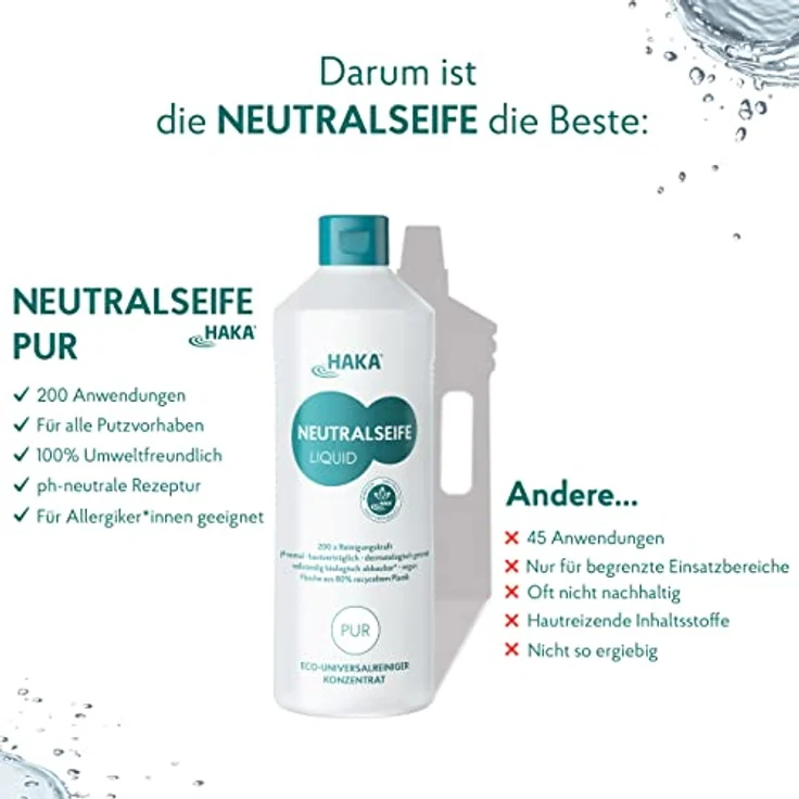 HAKA Neutralseife Liquid Pur 1 l Allzweckreiniger, umweltfreundlich und ph-neutral – Bild 4