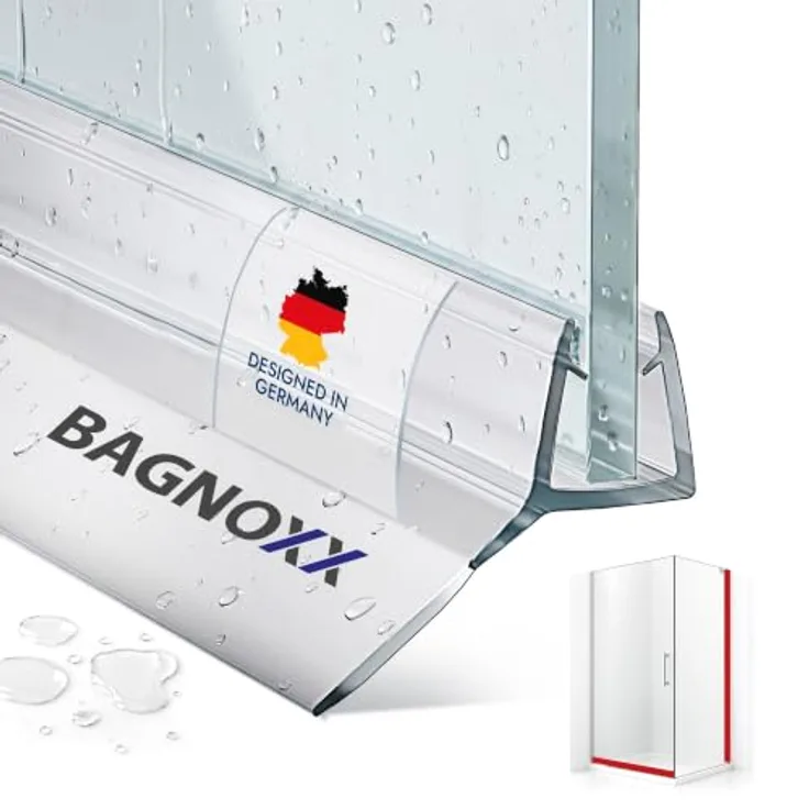 Bagnoxx Duschdichtung Anschlagdichtung, 2m, 135 Grad, PVC Duschlippe für 6mm Glasstärke, transparentes Eckprofil, einseitige Türöffnung, ideal für Duschkabinen und Badewannen