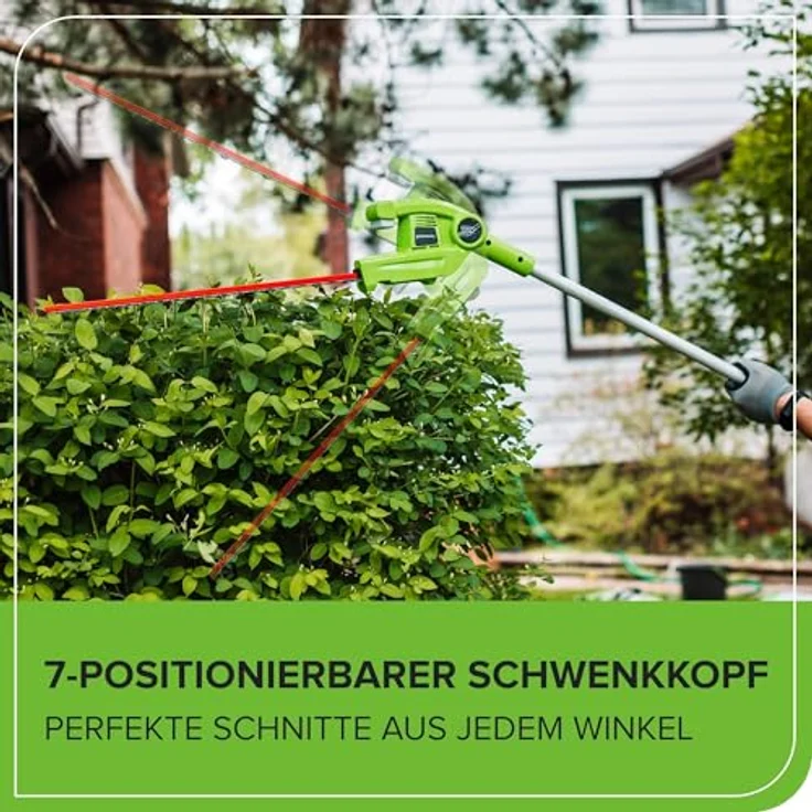 Greenworks Tools Akku-Hochentaster u. Teleskop Heckenschere 2in1 G40PSH (Li-Ion 40 V 51cm-20cm Schwertlänge 18 mm Schnittstärke 240 cm Teleskopstange ohne Akku und Ladegerät) – Bild 8