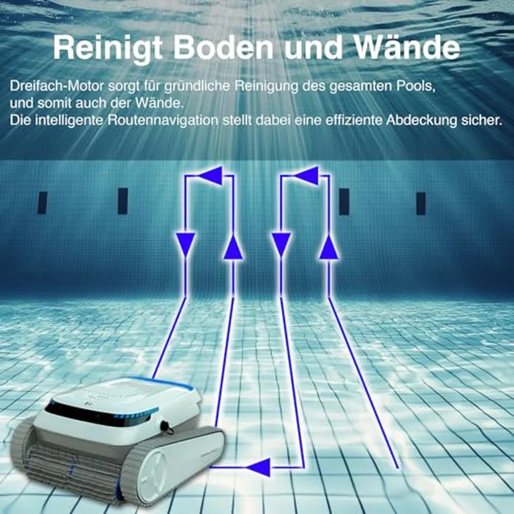 AGT PRR-120 Poolroboter, Akku-Poolreiniger für Boden & Wände, 120 Min. Laufzeit, 100 m², mit Selbstparkfunktion und 3 Reinigungs-Modi – Bild 2