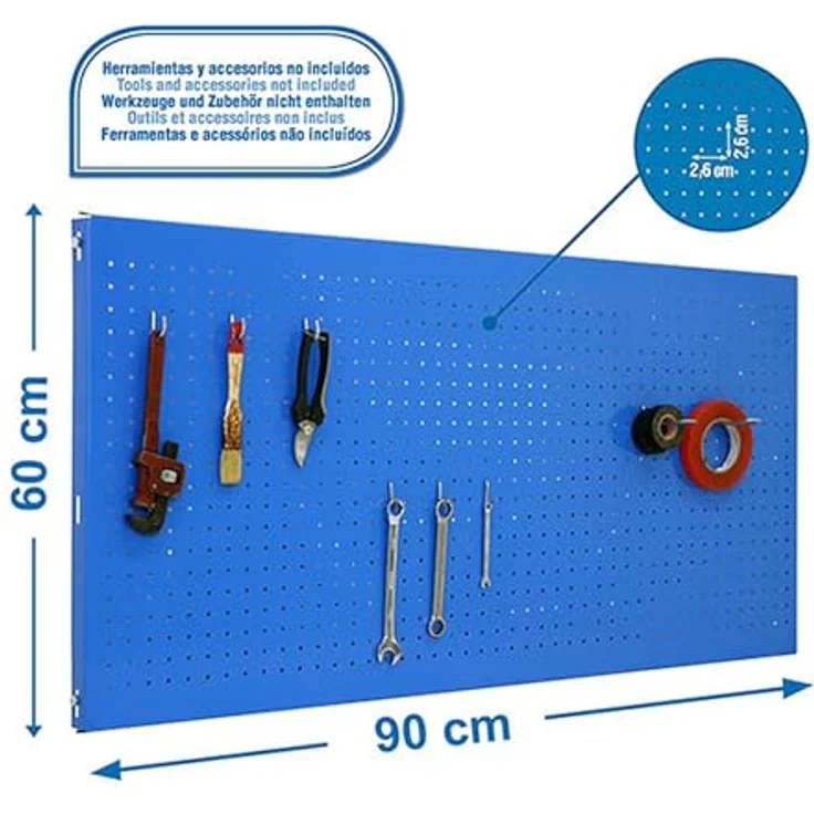 Simonrack Panelclick Lochwand, Blau, 60 x 90 cm, flexible Werkzeugaufbewahrung mit variablen Zubehörmöglichkeiten – Bild 3