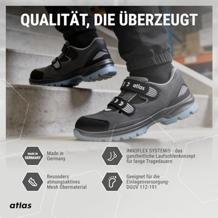 Atlas Schuhe Flash 1605 XP Arbeitsschuh, Alu-tec® Aluminiumkappe, XP® metallfreie Durchtritthemmung, schwarz/grau – Bild 6