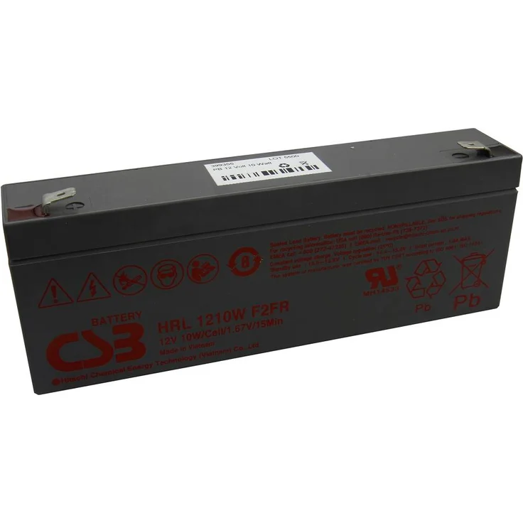 CSB Blei Gel Akku HRL1210WF2FR, 12.0V 2.3Ah mit 6,3 mm Faston Anschlüssen, kompakt und leicht, 1,14 kg