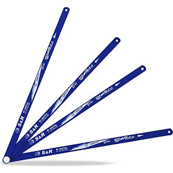 S&R HSS Bi-Metall Sägeblätter Set, 4-teilig für Bügelsäge, 300 mm x 24 tpi, flexibel und robust, MADE IN GERMANY – Bild 1