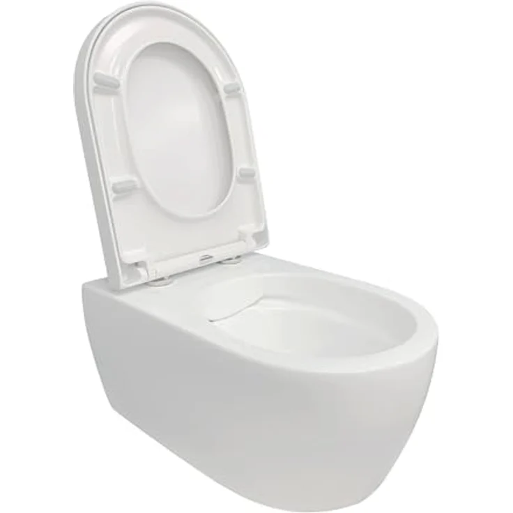 NEG Design Hänge-WC Uno11RL spülrandlos & spritzfrei Nano-Versiegelung Duroplast Soft-Close-Deckel abnehmbar Quick-Release Quick-Fix Montage-System, Keramik, Beschichtet, Weiß – Bild 3