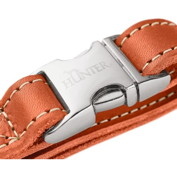 HUNTER Hundehalsung Aalborg ALU-Strong, Cognac, weiches Leder, Aluminium-Klickverschluss, stufenlos verstellbar, Made in Germany, Größe M – Bild 3