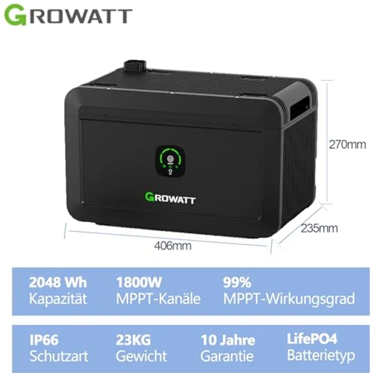 Growatt Noah 2000, Balkonkraftwerk 1800W mit Neo 800W Microinverter, 5m AC Kabel, App-Steuerung, Plug-And-Play – Bild 5