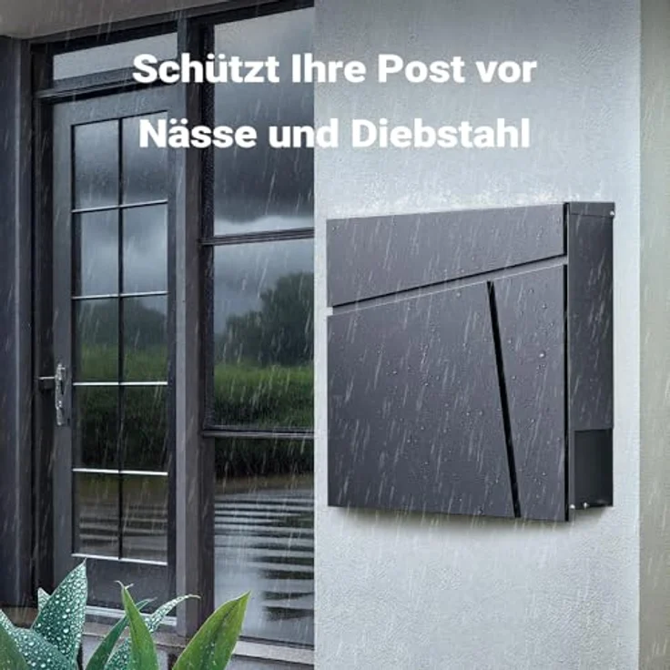 Moderner Design Briefkasten V23 Anthrazit Wandbriefkasten pulverbeschichtet Zeitungsrolle – Bild 6