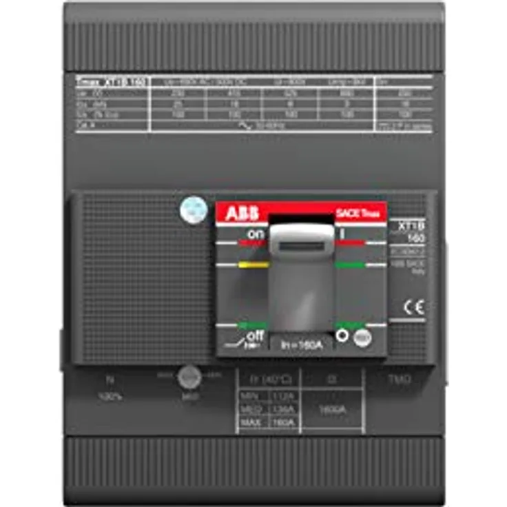 ABB XT1B 160 Tmd R100 Im1000 4P F F, Automatikschalter für professionelle Anwendungen, Grau und Rot