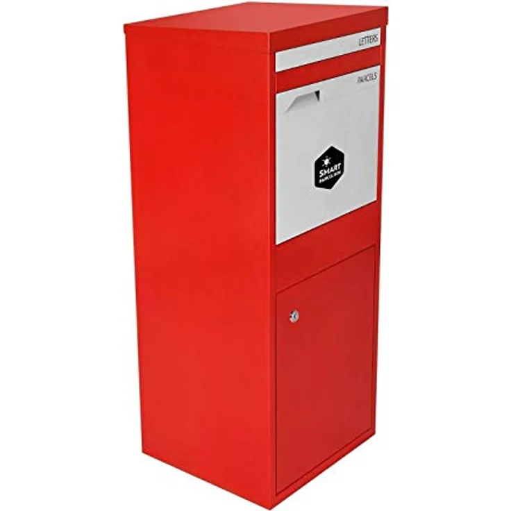 Smart Parcel Box L rot 42x39x103 cm, Paketbriefkasten mit Rückholsperre, sichere Paketbox für Zuhause und Unternehmen, Entnahme hinten & vorne – Bild 3