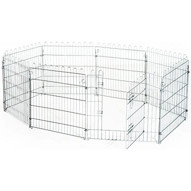 PawHut Freilaufgehege Welpenauslauf Welpenzaun Laufstall Welpengitter für Tiere 8-teilig B63 x H60 cm – Bild 2