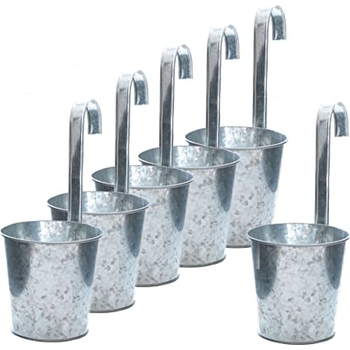 2er Set Hänge-Blumentöpfe Aus Metall – Vintage Design Mit Haken & Ablauflöchern Für Balkon, Zaun & Fensterbank