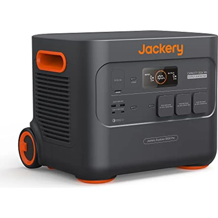 Jackery Explorer 3000 Pro Tragbare Powerstation 3024Wh, bis zu 3000W Leistung, Schnellladung in 1,8 Stunden, 2x PD100W, 3x AC Ausgang, 2x USB-C Ladeanschlüsse, für den Außenbereich und zu Hause