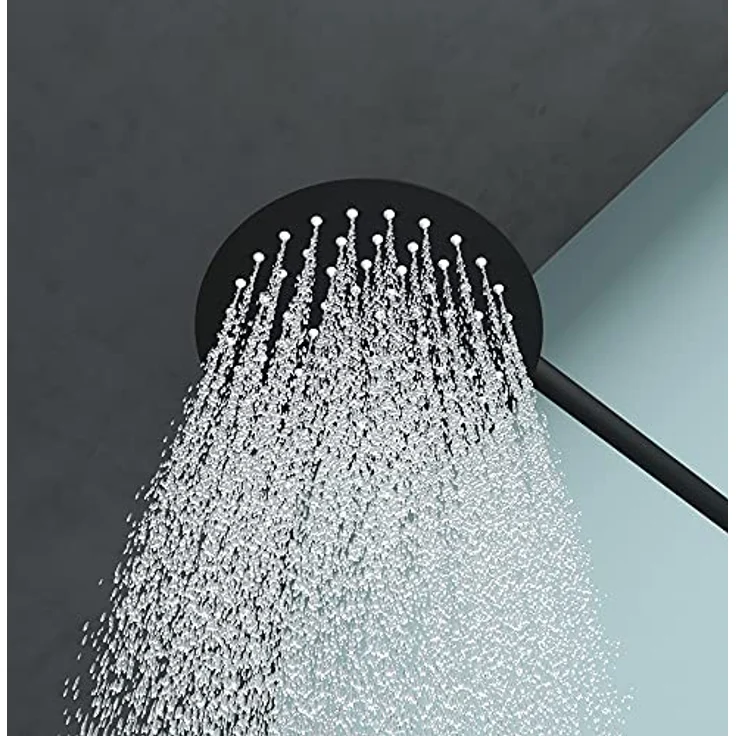 doporro Design Unterputz-Duschsystem Duschset schwarz matt Regen-Duschkopf rund mit wassersparender Kopfbrause und Duscharmatur – Bild 3