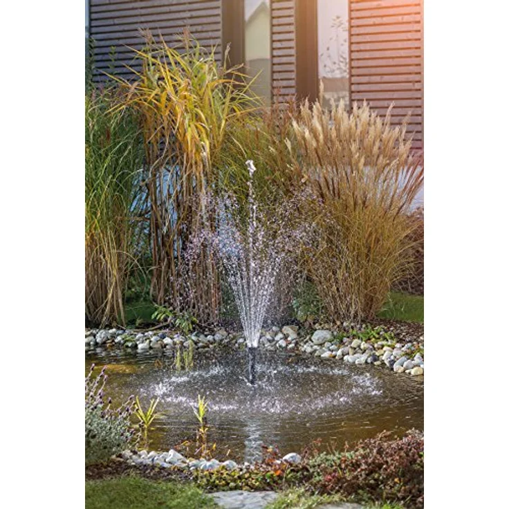 Esotec Teichpumpe Wasserspiel Solar-Springbrunnen Kit 150/5000 PRO | Komplett-SET Sprinklerpumpe 3x Solarmodul Solarbrunnen für Gartenteich Springbrunnenpumpe | Direktbetrieb 2,6m 5000l/h, IP68, schwarz 101919 – Bild 2