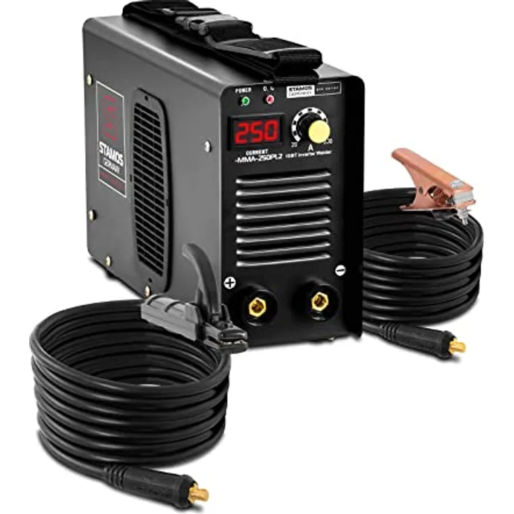 Stamos Germany Elektroden Schweißgerät Inverter S-MMA-250PI.2 E-Hand MMA - 250 A - 8 Meter Kabel - Hot Start - PRO