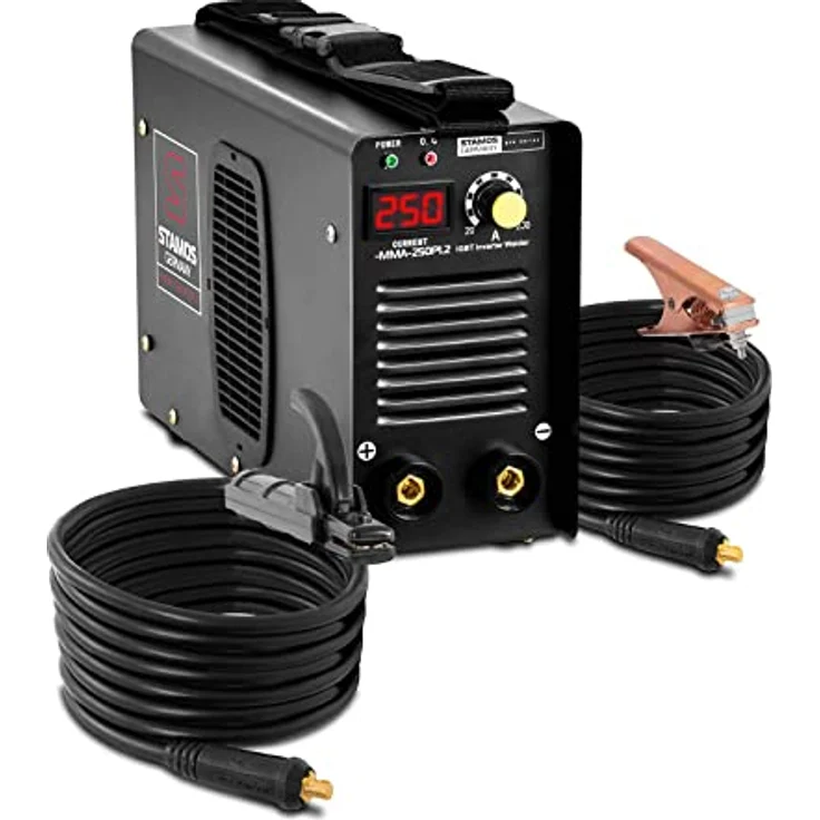 Stamos Germany Elektroden Schweißgerät Inverter S-MMA-250PI.2 E-Hand MMA - 250 A - 8 Meter Kabel - Hot Start - PRO – Bild 1