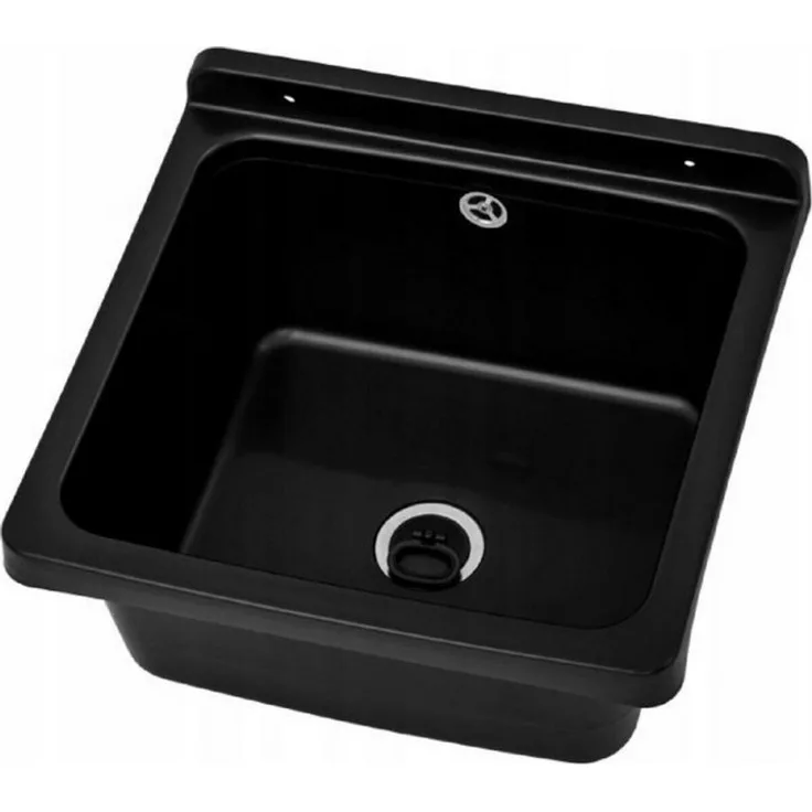 QLS Küchenspüle RIVA, Kunststoff-Spülbecken, 40x38 cm Ausgussbecken für Garten, Garage und Werkstatt, Polypropylen, Weiß