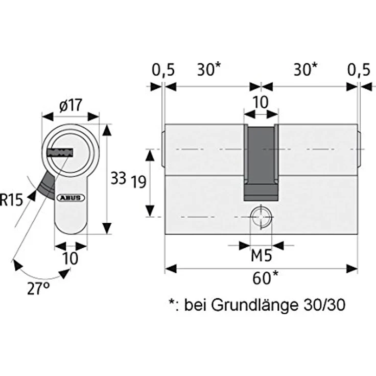 ABUS Profil-Zylinder D6XNP 30/40 mit Codekarte und 5 Schlüsseln, 48299 – Bild 3