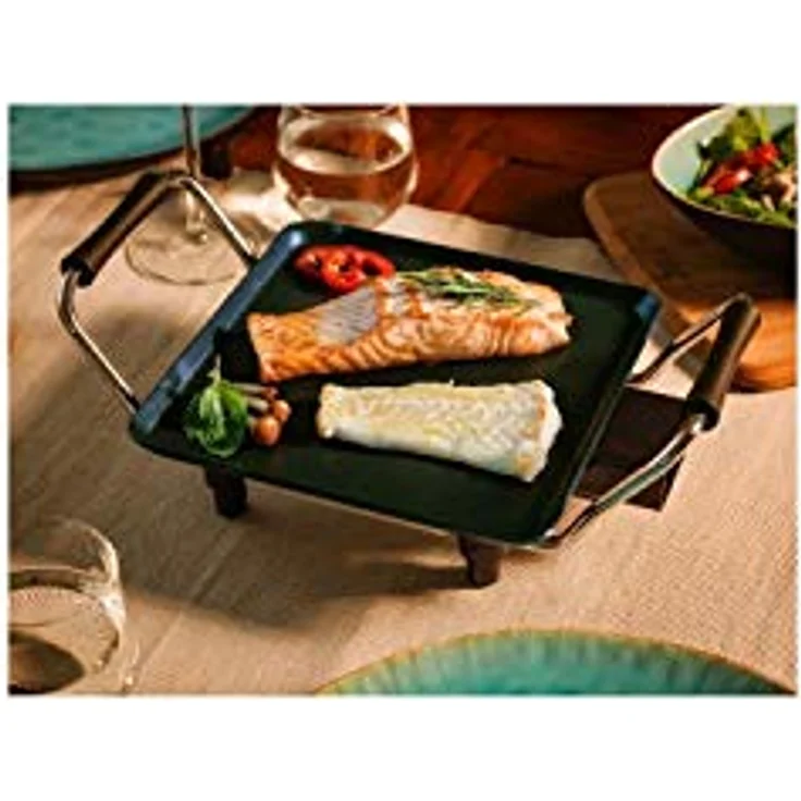 Bestron Elektrische Plancha-Teppanyaki-Grillplatte klein mit Antihaftbeschichtung, 1000 W, Schwarz – Bild 6
