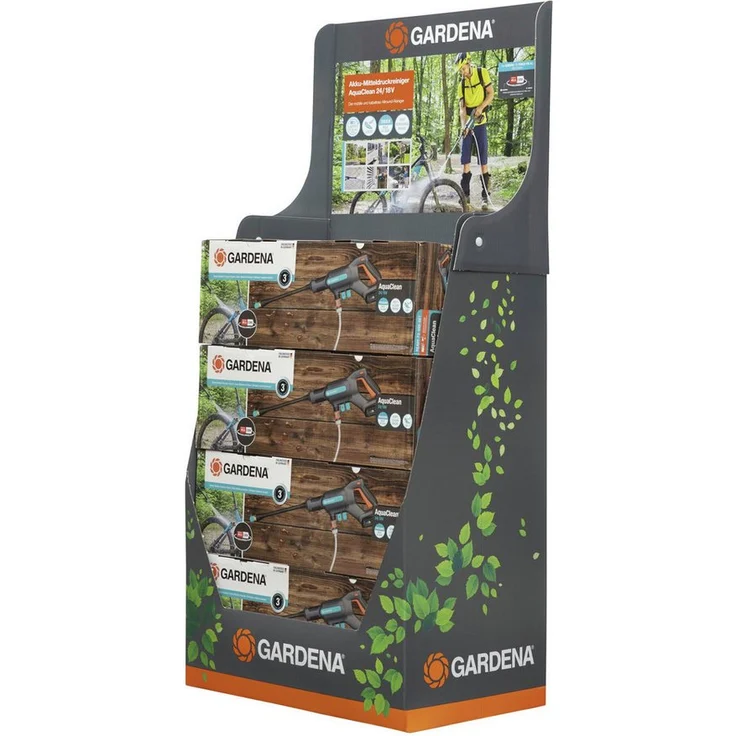 GARDENA Akku-Druckreiniger AquaClean 24/18V P4A, Mitteldruckreiniger mit max. 24 bar, Ready-To-Use Set mit 5 m Saugschlauch und 3 Reinigungsdüsen