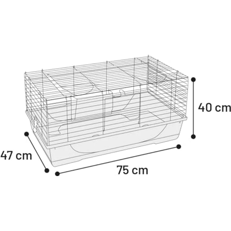 Flamingo MEERSCHWEINCHEN- UND ZWERGKANINCHENKÄFIG MOBI S GRAU 75x47x40CM aus Metall und Kunststoff – Bild 4
