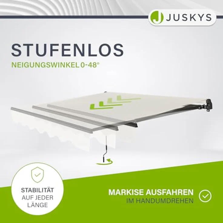 Juskys Gelenkarmmarkise 400 x 300 cm, UV40+ & wasserabweisend, mit Kurbel & Wandhalterung, Beige - Sonnenschutz Balkonmarkise für Terrasse & Balkon – Bild 4
