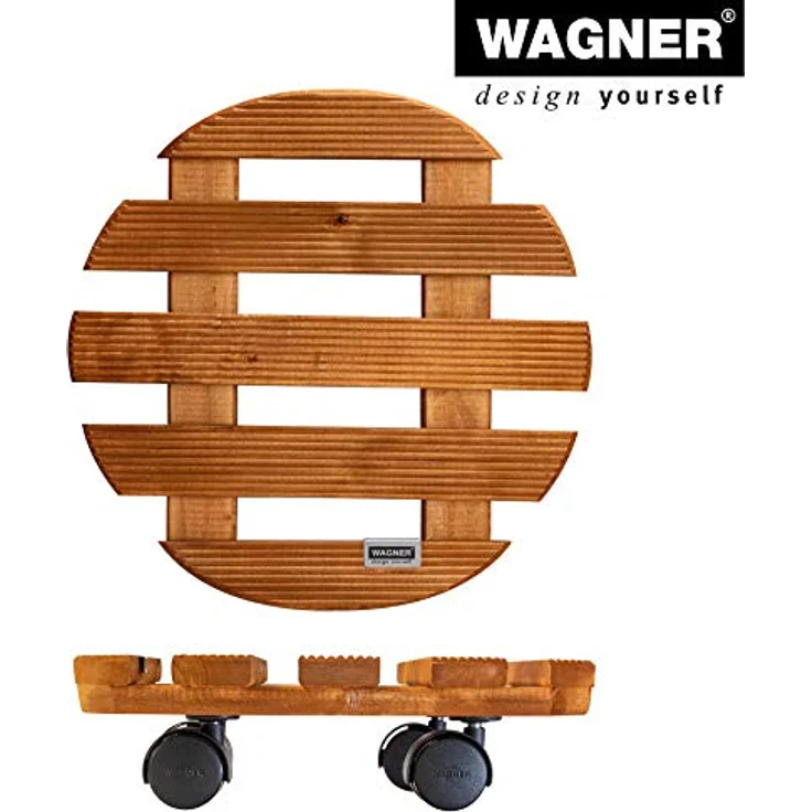 WAGNER Pflanzenroller Country Ø 30 cm I Pflanzenroller für den Innenbereich, Kastanie I Rutschsicheres Rollbrett I Kübelroller aus Holz I Tragkraft 100 kg I Made in EU ? 20018201 – Bild 6