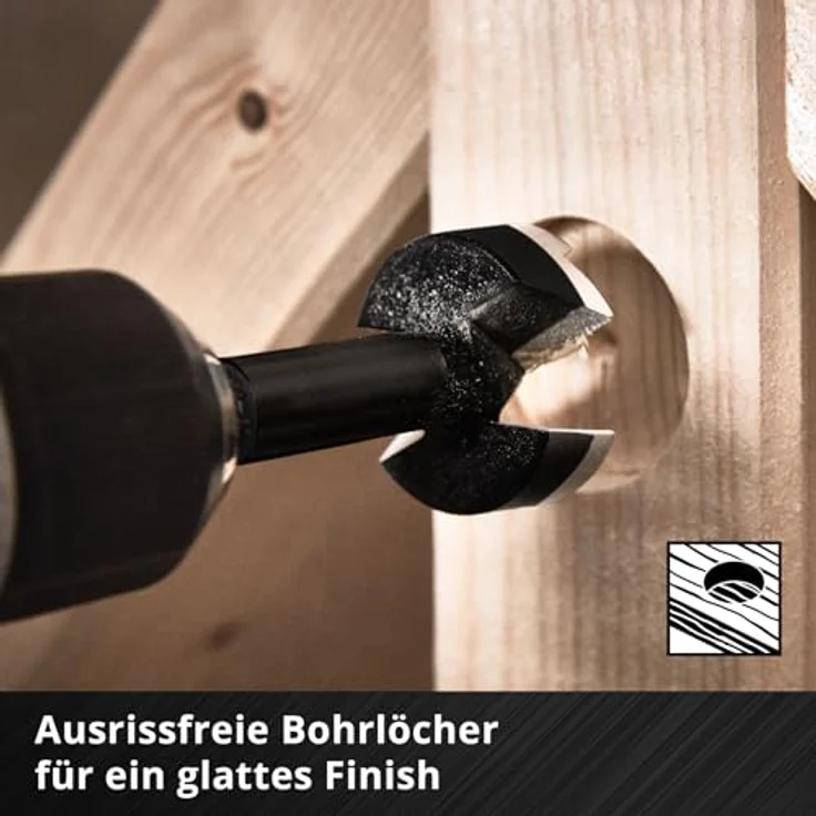 kwb Forstnerbohrer-Set 5-tlg. (15-35 mm, 88 mm Länge, Hex-Schaft, ausrissfreie Bohrlöcher, langlebig, für Hart-/Weichholz, inkl. Holzkassette) – Bild 5