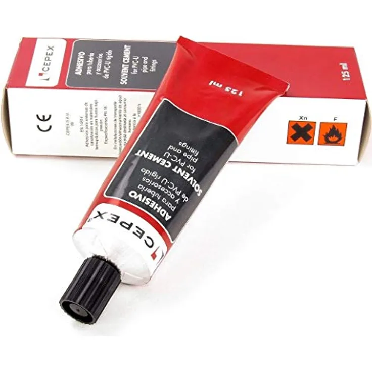 Cepex PVC Kleber ohne Pinsel (125ml), PVC-Kleber für PVC U Rohre, beständig für fast alle Flüssigkeiten