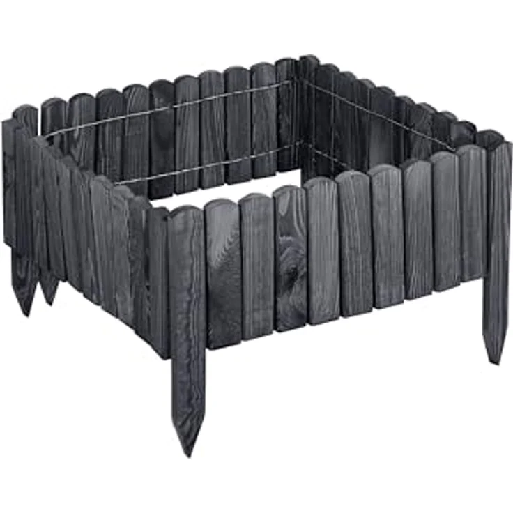 Garronda Beeteinfassung Holz Rollzaun Gartenzaun imprägniert Flexibler Rollborder Rasenkante Palisade Umzäunung für Garten Länge: 200 cm GD-0046 (Graphite, Höhe: 10 cm) – Bild 3
