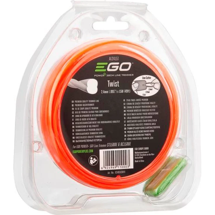 EGO POWER PLUS Trimmerfaden AL2415T, 15 m Länge, 2.4 mm Fadendurchmesser, für ST1400E / ST1500E / ST1600E, orange