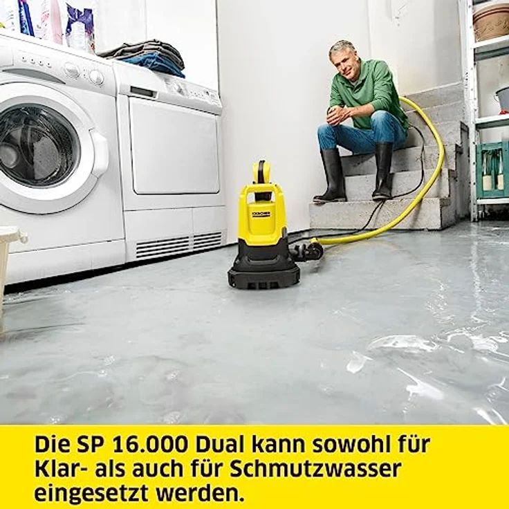 Kärcher SP 16.000 Dual flachsaugende Schmutzwasser-Tauchpumpe, Fördermenge: 16.000 l/h, Eintauchtiefe: max. 7 m, für Schmutzwasser mit Partikeln bis zu einer Größe von 20 mm, Restwasserhöhe: 1 mm – Bild 3