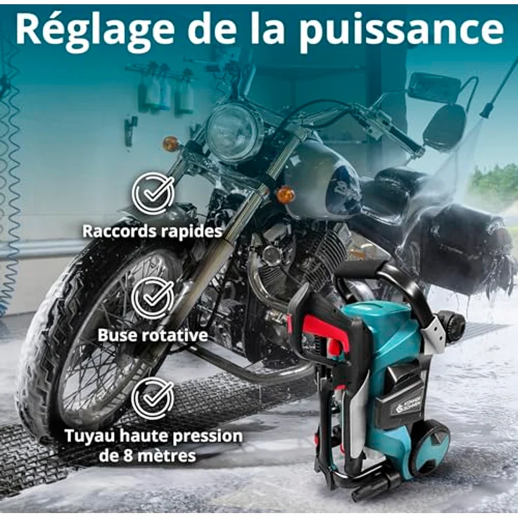 Könner & Söhnen Hochdruckreiniger KS PW160HV, 160 bar max. Druck, 336 l/h Fördermenge, Auto-Start/Stopp-System, 8 m Hochdruckschlauch, Aluminiumgehäuse – Bild 6